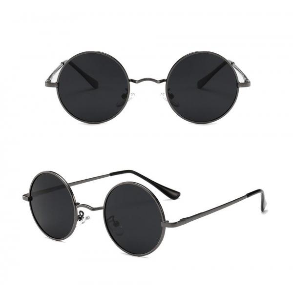 Okulary Lenonki czarno-grafitowe przeciwsłoneczne hippie retro T3310A