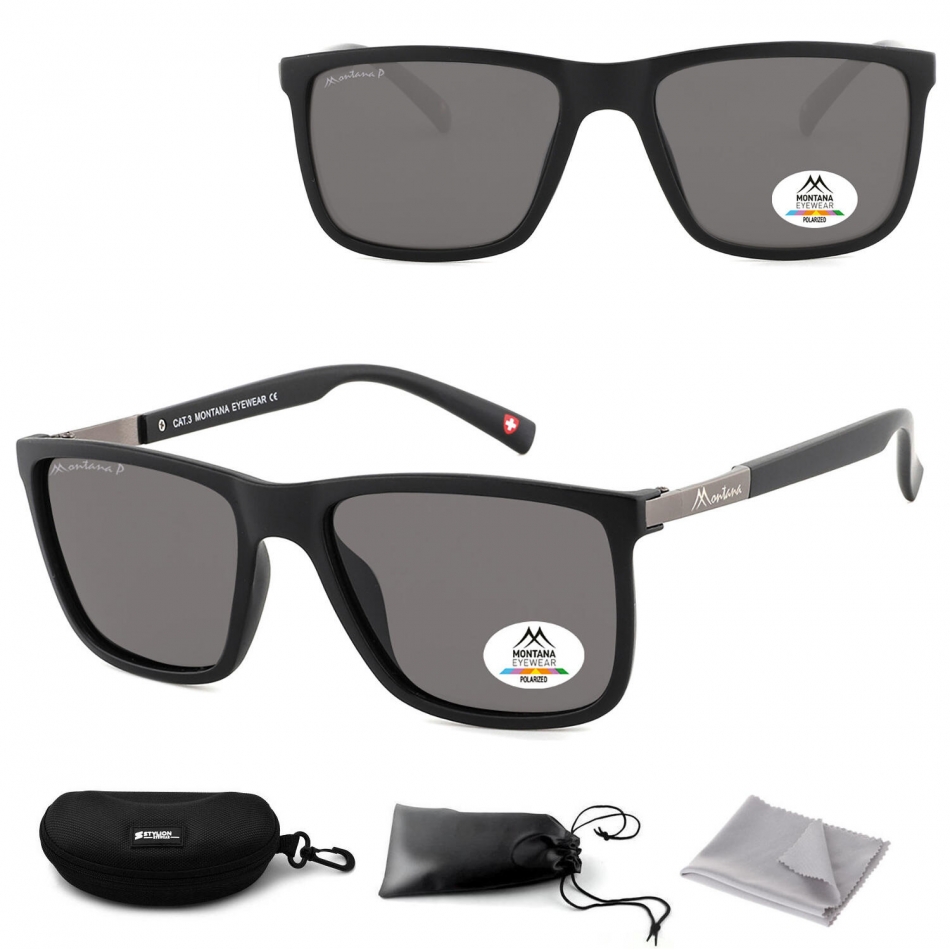 Czarne prostokątne okulary przeciwsłoneczne z polaryzacją MP4A