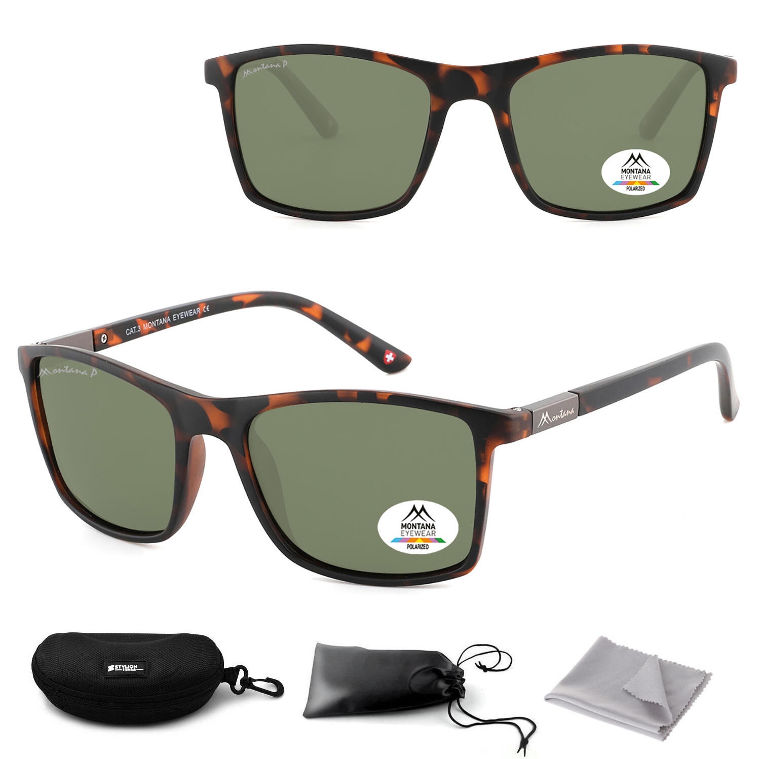 Panterkowe prostokątne okulary przeciwsłoneczne z polaryzacją MP5A