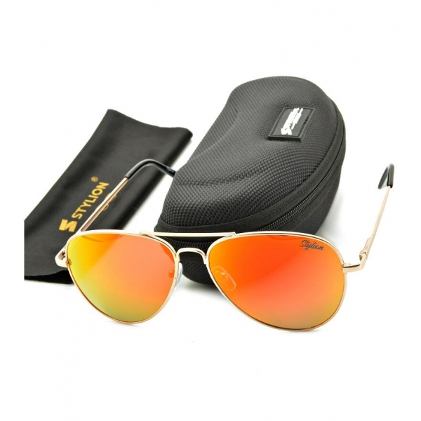 Okulary Pilotki Przeciwsłoneczne Polaryzacyjne z pomarańczową lustrzanką Stylion STL-03C3