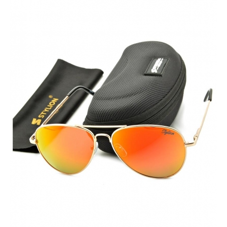 Okulary Pilotki Przeciwsłoneczne Polaryzacyjne z pomarańczową lustrzanką Stylion STL-03C3