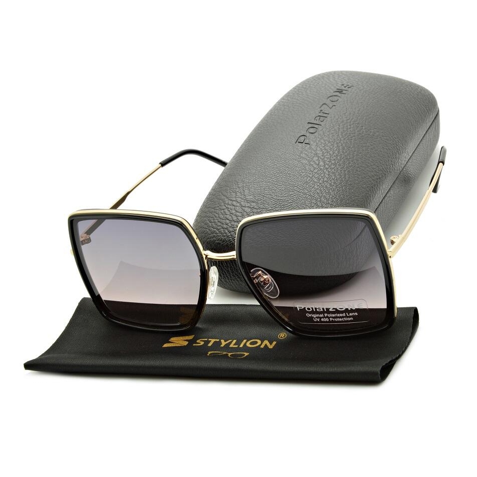 Duże kwadratowe okulary przeciwsłoneczne damskie polaryzacyjne POL-955