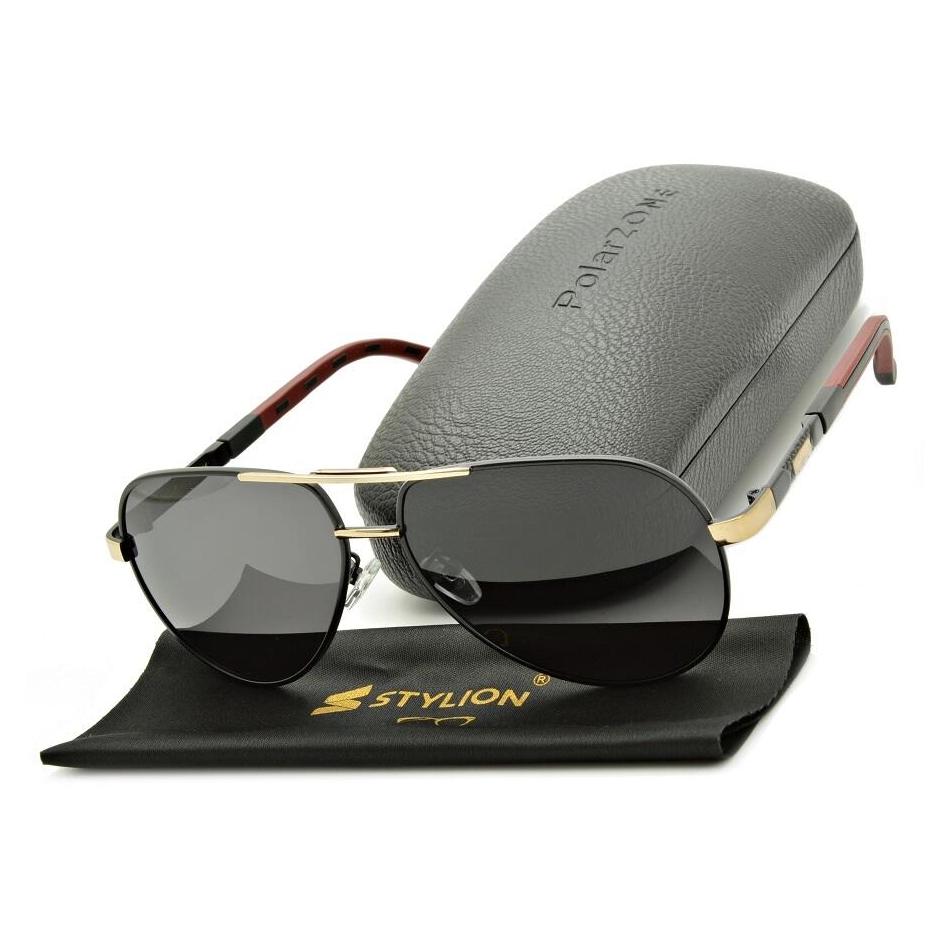 Duże męskie okulary przeciwsłoneczne pilotki z polaryzacją i filtrem UV400 POL-117AV PolarZone