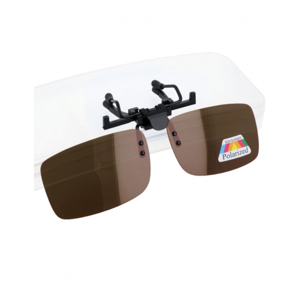 Małe brązowe nakładki przeciwsłoneczne polaryzacyjne na okulary korekcyjne NA-172