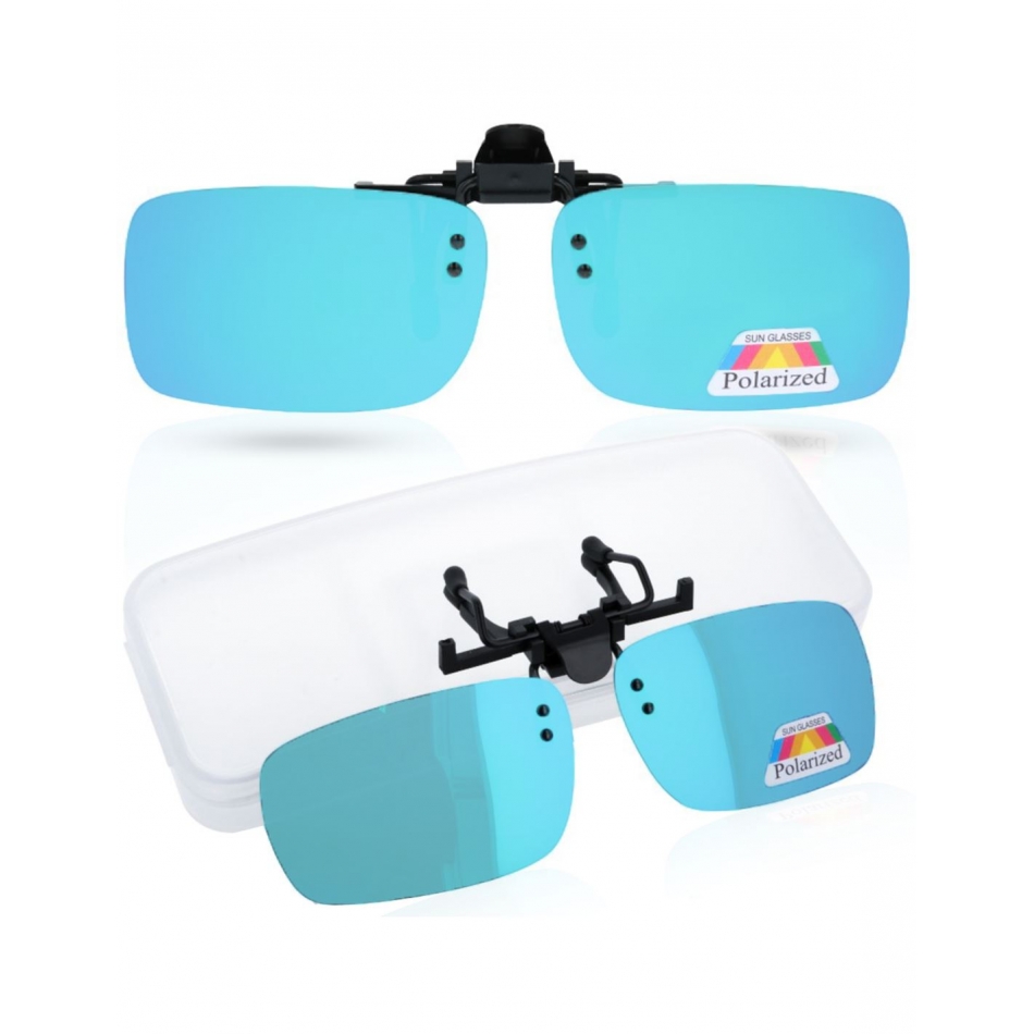 Błękitne nakładki przeciwsłoneczne polaryzacyjne na okulary korekcyjne NA-143