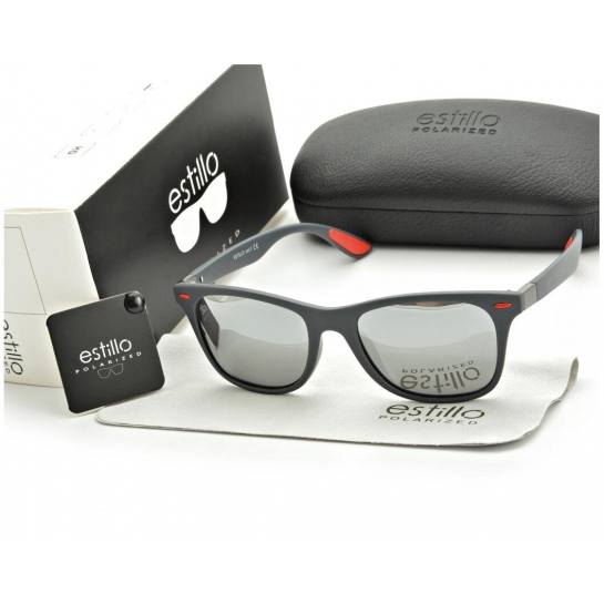 Szare okulary męskie przeciwsłoneczne polaryzacyjne lustrzane EST-405