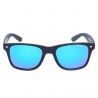 Okulary przeciwsłoneczne czarne nerdy matowe z niebieską lustrzanką DE-818