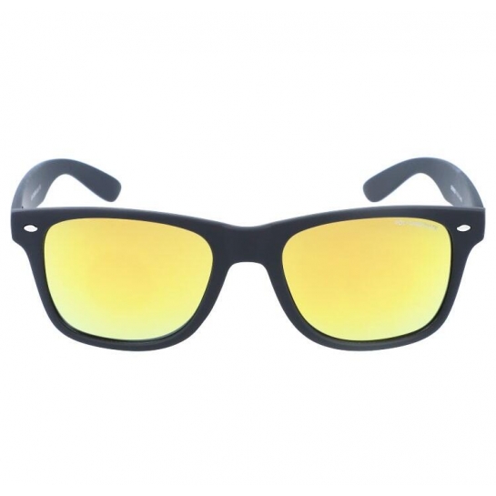 Okulary przeciwsłoneczne czarne nerdy matowe z pomarańczową lustrzanką DE-818A