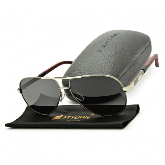 Duże męskie okulary przeciwsłoneczne pilotki z polaryzacją i filtrem UV400 POL-117AV1 PolarZone