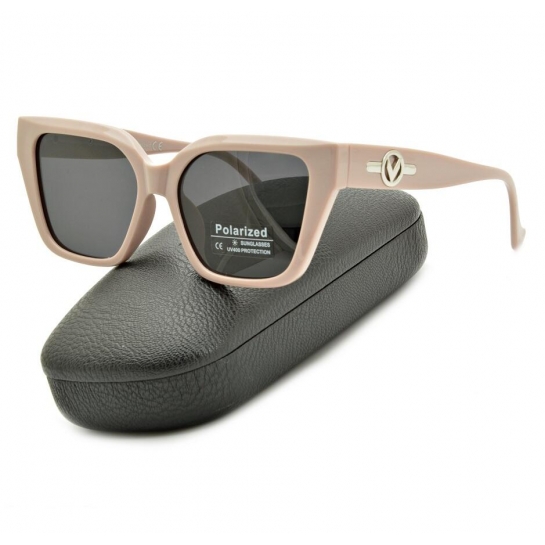 Pąsowe różowe damskie okulary przeciwsłoneczne z filtrem UV400 i polaryzacją POL-73115