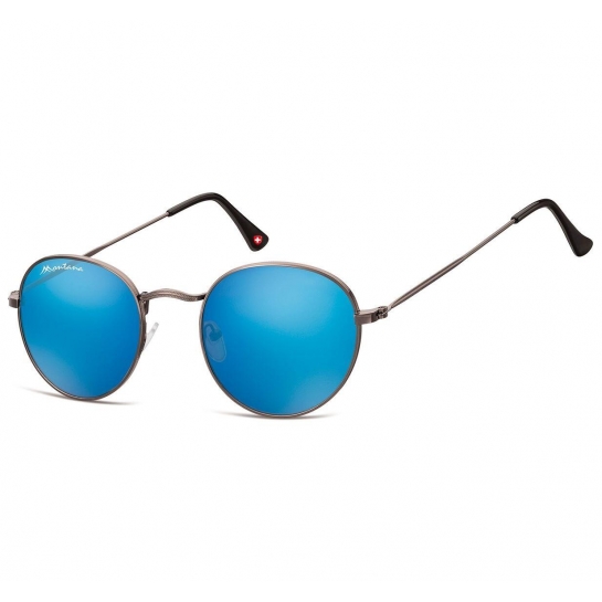 Okulary stalowe przeciwsłoneczne Lenonki lustrzane MS92B-XL z filtrem UV400 Grafit + Niebieski