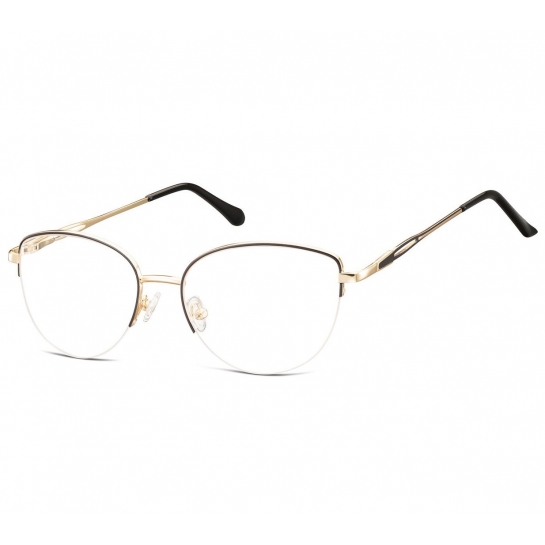 Damskie okulary żyłkowe zerówki oprawki korekcyjne kocie oczy Flex 898 czarno-złote