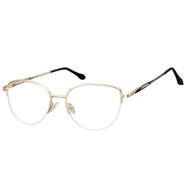 Damskie okulary żyłkowe zerówki oprawki korekcyjne kocie oczy Flex 898F złote