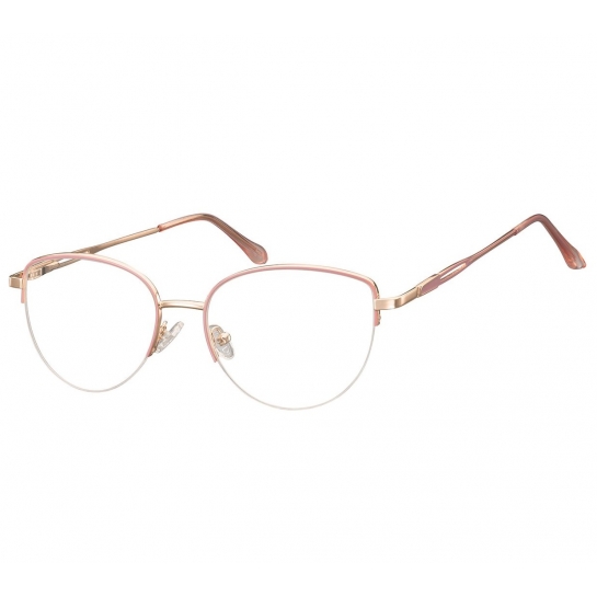 Damskie okulary żyłkowe zerówki oprawki korekcyjne kocie oczy Flex 898G różowo-złote