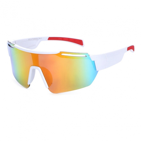 Sportowe okulary przeciwsłoneczne lustrzanki z filtrem UV400 białe/pomarańczowe SVM-10C