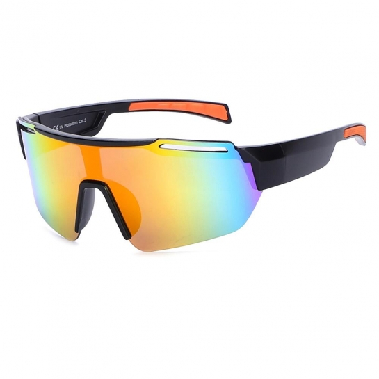 Sportowe okulary przeciwsłoneczne lustrzanki z filtrem UV400 czarne/pomarańczowe SVM-10D