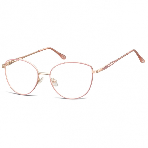 Damskie okulary zerówki oprawki korekcyjne kocie oczy Flex 888E złoto-różowe
