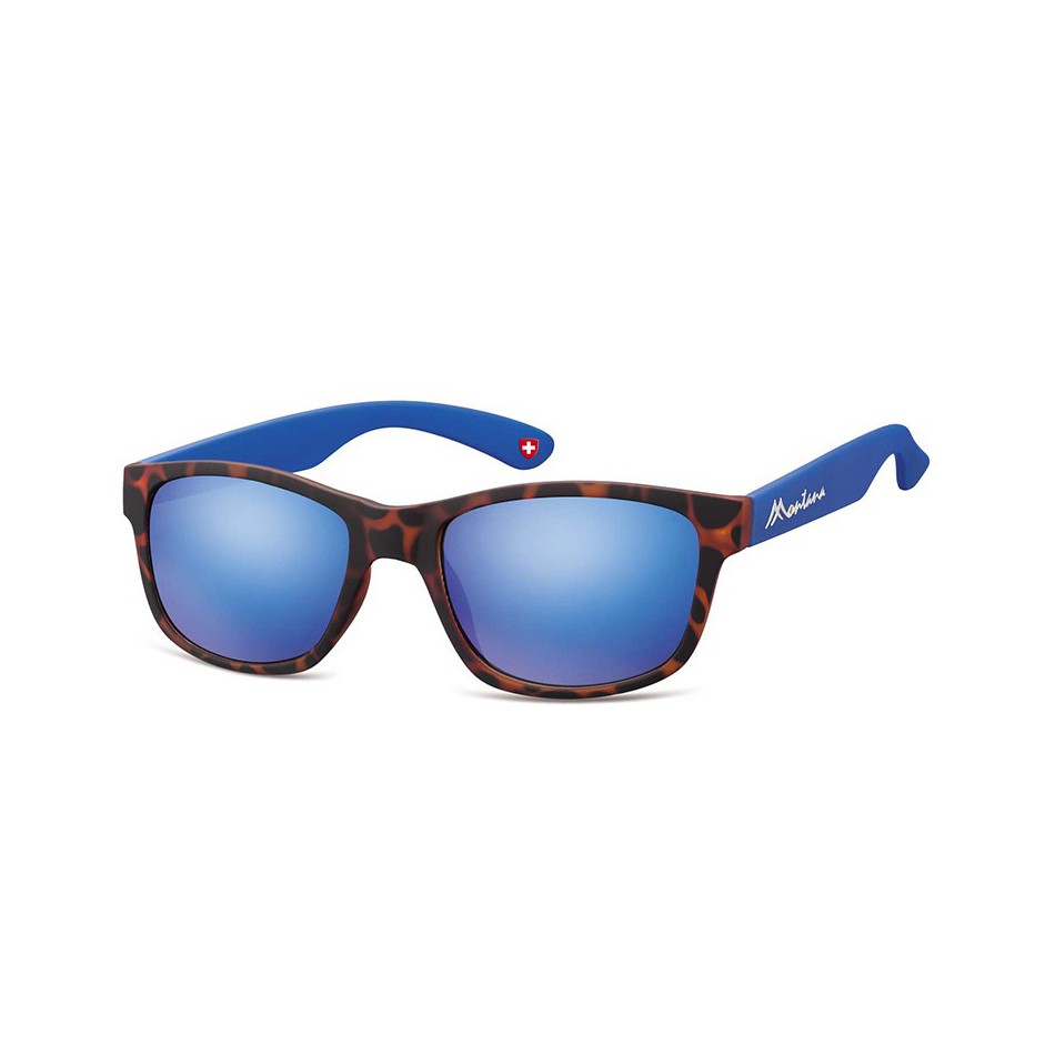 Okulary nerdy  Montana M43E niebiesko-panterkowe revo