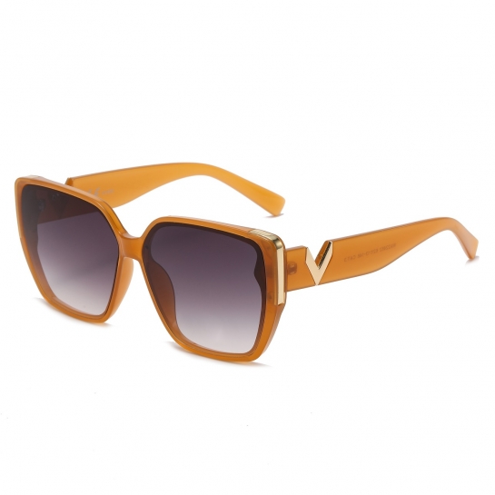 Damskie kwadratowe okulary przeciwsłoneczne z filtrem UV400 piwne ST-MAX6B