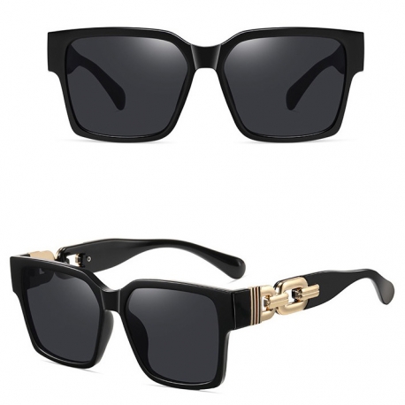 Damskie kwadratowe okulary przeciwsłoneczne z filtrem UV400 czarne ST-MAX7