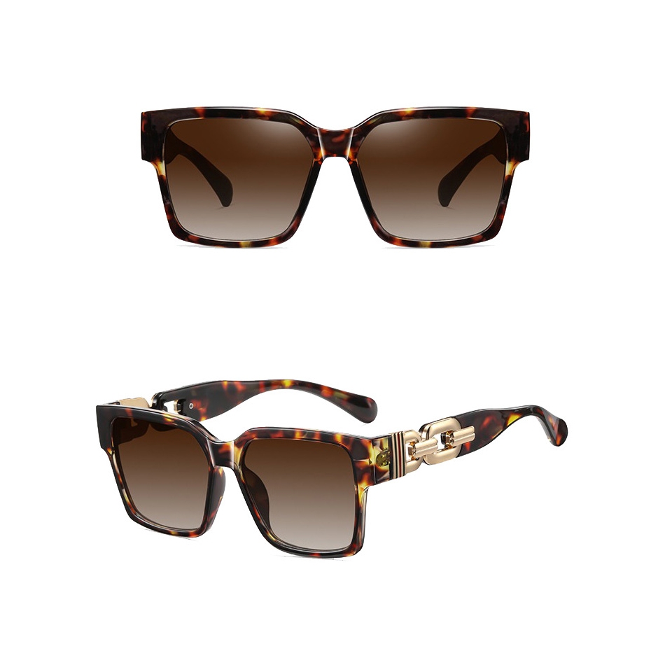 Damskie kwadratowe okulary przeciwsłoneczne z filtrem UV400 panterkowe ST-MAX7A