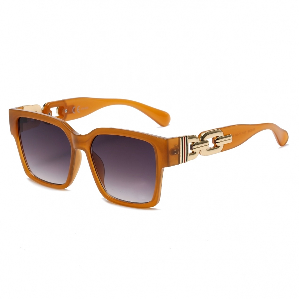 Damskie kwadratowe okulary przeciwsłoneczne z filtrem UV400 piwne ST-MAX7D