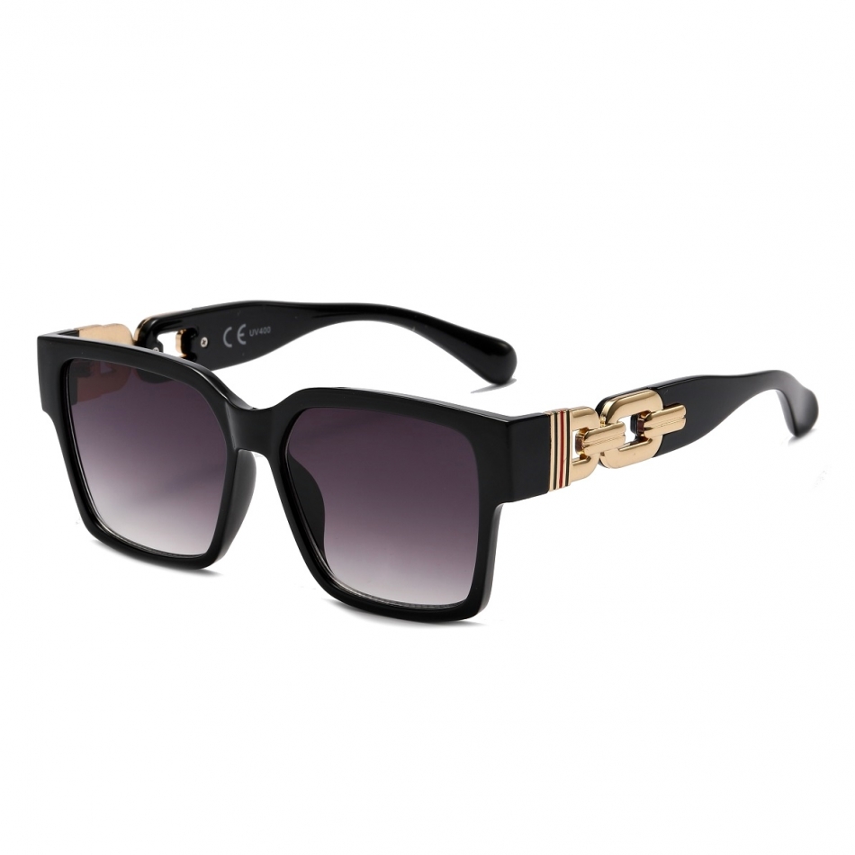 Damskie kwadratowe okulary przeciwsłoneczne z filtrem UV400 czarne ST-MAX7E