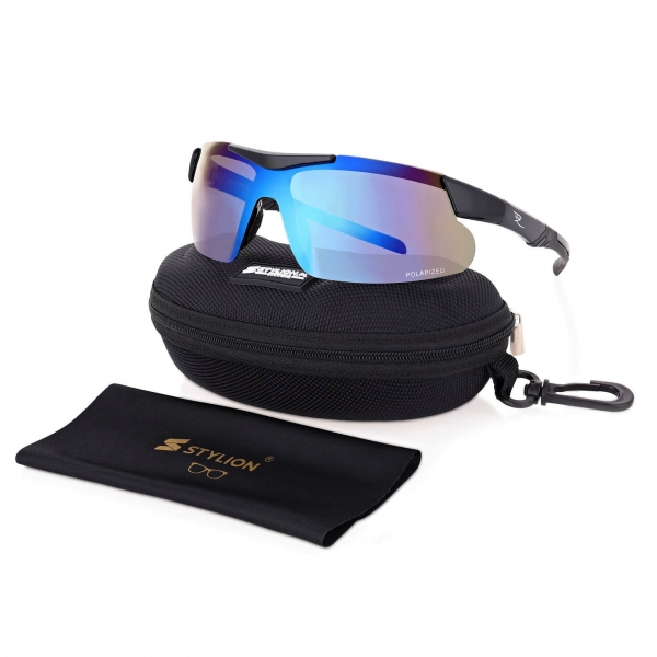 Sportowe okulary przeciwsłoneczne z polaryzacją i filtrem UV400 Black/Blue POL-447