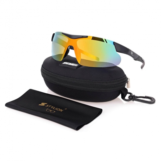 Sportowe okulary przeciwsłoneczne z polaryzacją i filtrem UV400 Black/Orange POL-447B