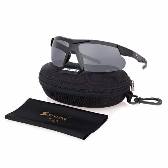 Sportowe okulary przeciwsłoneczne z polaryzacją i filtrem UV400 Czarne POL-449