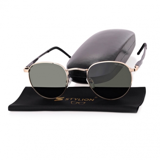 Okulary przeciwsłoneczne owalne z polaryzacją i filtrem UV400 Złote POL-112A