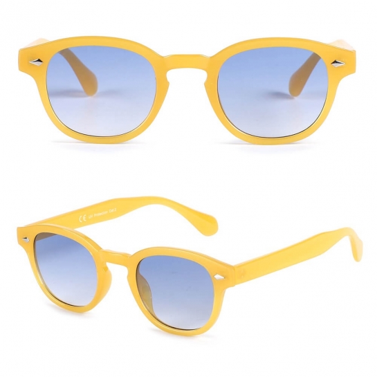 Bursztynowe okulary przeciwsłoneczne owalne z niebieskimi soczewkami w kat.2 SVM-14