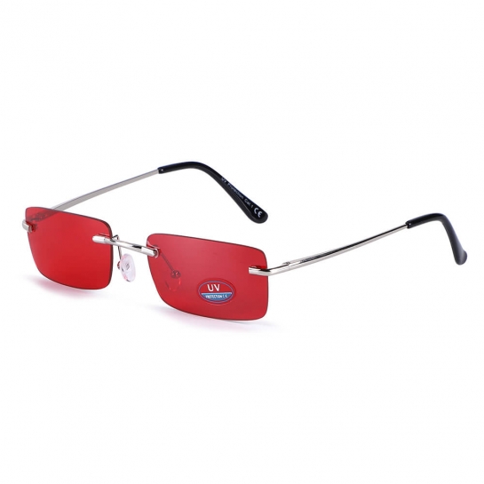 Okulary przeciwsłoneczne bezramkowe prostokątne Red/Silver w kat.1 SVM-18