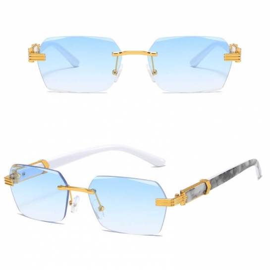 Damskie okulary przeciwsłoneczne Glamour bezramkowe prostokątne SKK-03B