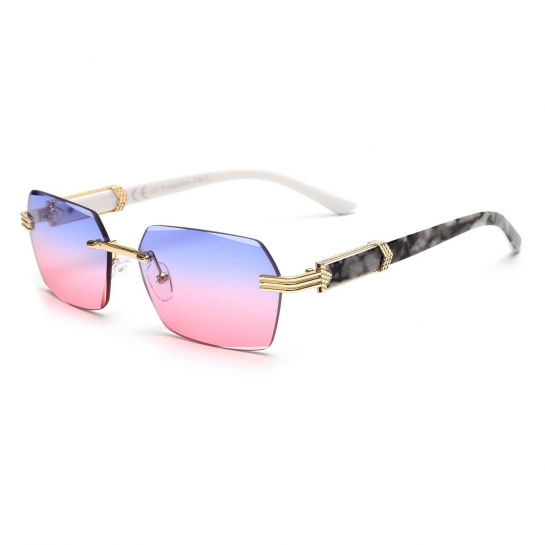 Damskie okulary przeciwsłoneczne Glamour bezramkowe prostokątne SKK-03D