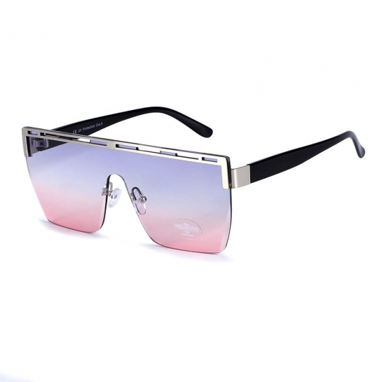 Damskie okulary przeciwsłoneczne Glamour półramkowe kwadratowe pełne szkło SKK-04C