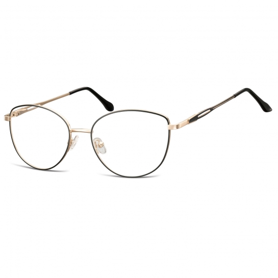 Damskie okulary zerówki oprawki korekcyjne kocie oczy Flex 888A Gold/Black