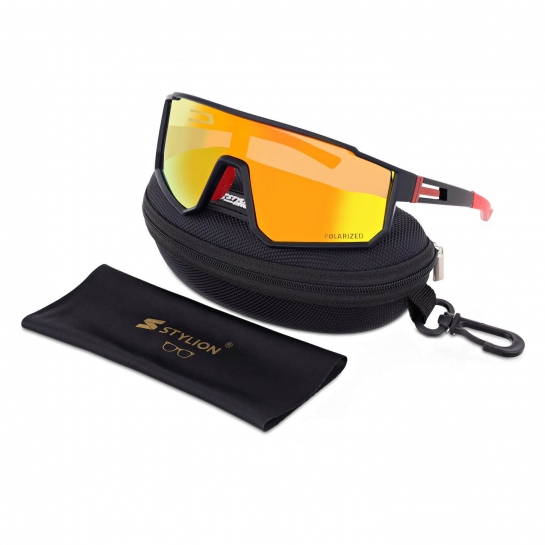 Sportowe okulary przeciwsłoneczne z polaryzacją i filtrem UV400 POL-465B Black/Red