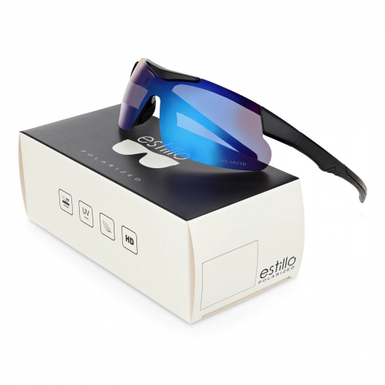 Okulary sportowe przeciwsłoneczne z polaryzacją lustrzane ESTILLO EST-412-10 blue/black