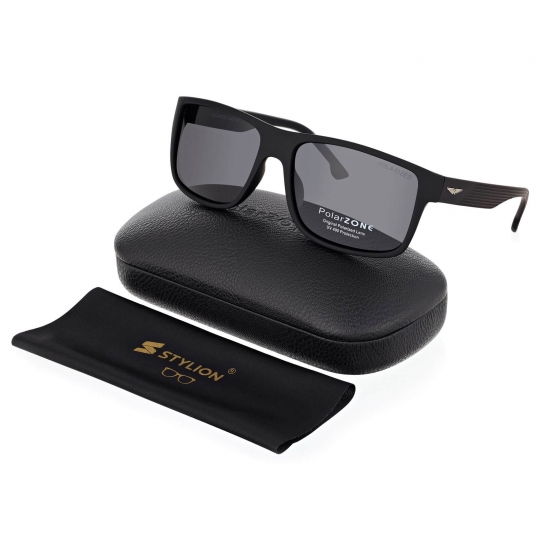Czarne okulary przeciwsłoneczne z polaryzacją i filtrem UV400 POL-933