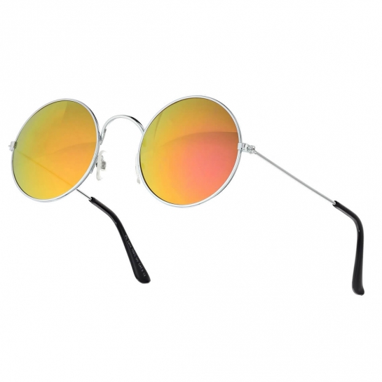 Okrągłe okulary lenonki przeciwsłoneczne lustrzanki 2024K silver/orange