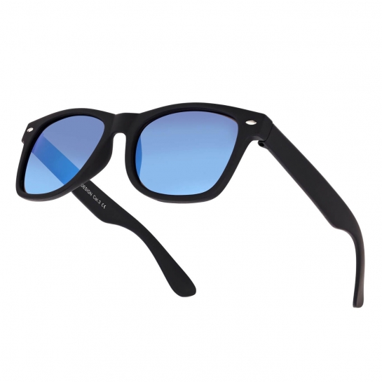Okulary przeciwsłoneczne nerdy lustrzanki z filtrem UV400 NR-211 Czarny/Niebieski