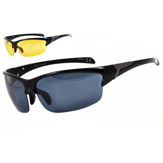 Sportowe okulary z dwoma soczewkami polaryzacyjnymi czarna i zolta - drs-50c1