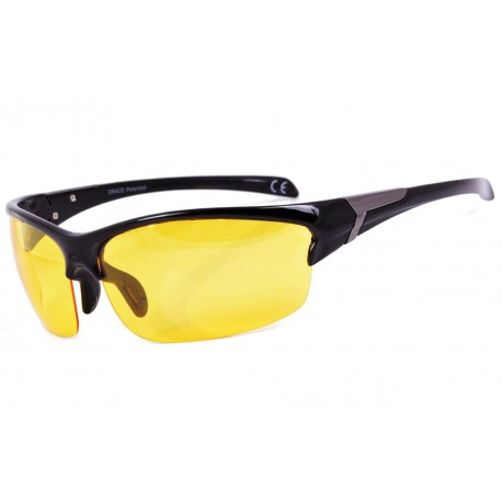 Sportowe okulary z dwoma soczewkami polaryzacyjnymi czarna i zolta - drs-50c1
