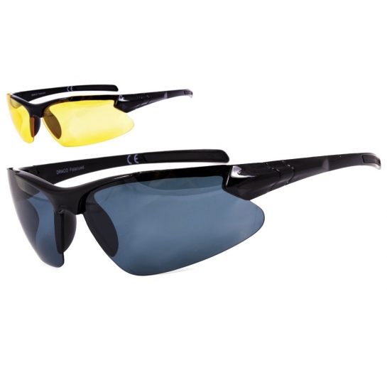 Sportowe okulary z dwoma soczewkami polaryzacyjnymi czarna i zolta - drs-51c1