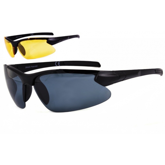 Sportowe okulary z dwoma soczewkami polaryzacyjnymi czarna i zolta - drs-51c2