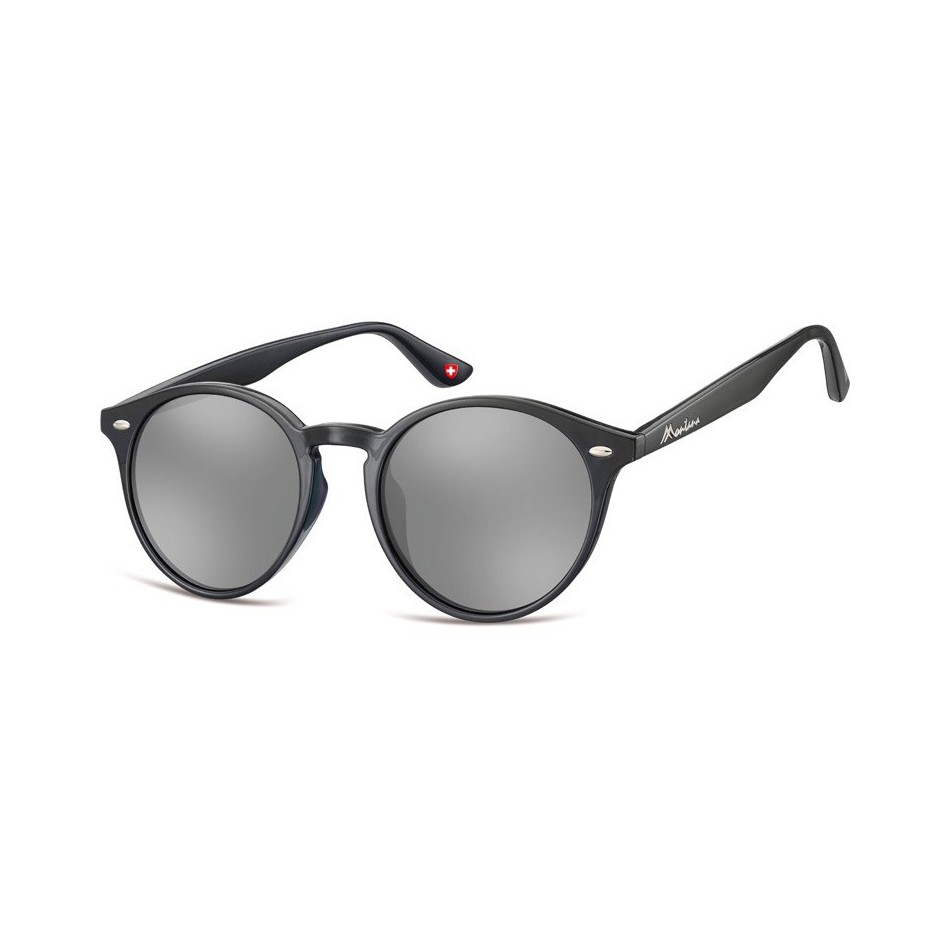Okulary okragle czarne lenonki lustrzane MS20