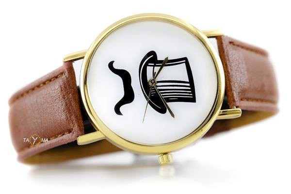 Damski zegarek  CYLINDER, WĄSY - asox (zx580a)