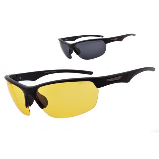 Sportowe okulary z dwoma soczewkami polaryzacyjnymi czarna i żółta - drs-53c4
