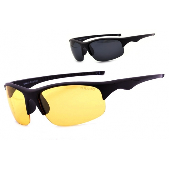 Okulary z dwoma soczewkami polaryzacyjnymi czarna i żółta - drs-54c2